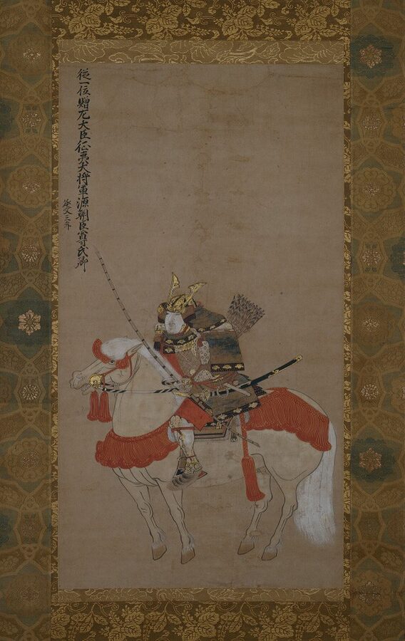 Equestrian portrait of Ashikaga Takauji circa 1358 founder of the Muromachi shogunate held at Kanagawa Prefectural Museum of Cultural History