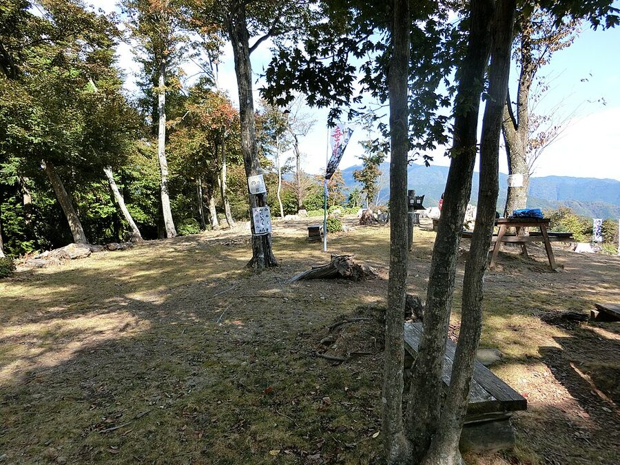 Main kuruwa bailey of Bodaiyama Castle ruins in Tarui Gifu the Takenaka clan mountain fortress