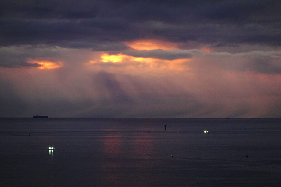 Tanabe Bay in Wakayama Prefecture at sunset, the bay of Morihei Ueshibas birthplace