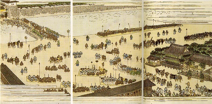 Plate from Tokugawa Seiseiroku, an 1889 memoir by a former Tokugawa retainer documenting the details of daimyo sankin-kotai processions