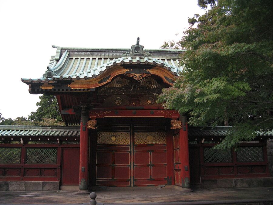 Chokugaku-mon imperial calligraphy gate of Tokugawa Tsunayoshi's mausoleum at Kan'ei-ji temple in Ueno Tokyo