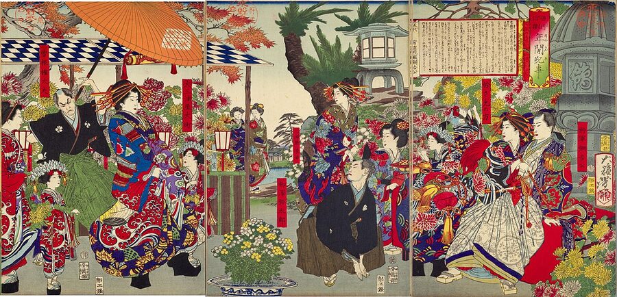 Tsukioka Yoshitoshi Meiji-era ukiyo-e from Tokugawa Chiseki Nenkan Kiji depicting Tokugawa Tsunayoshi's reign