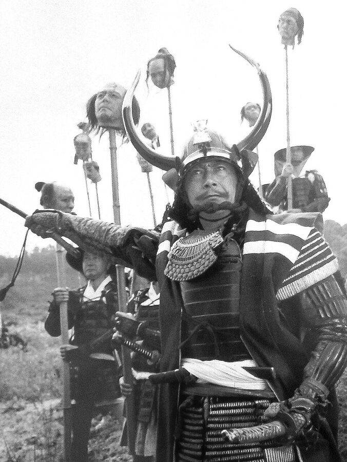 Toshiro Mifune in role of Yamamoto Kansuke in Inagaki Hiroshis 1969 film Furinkazan Under the Banner of the Samurai