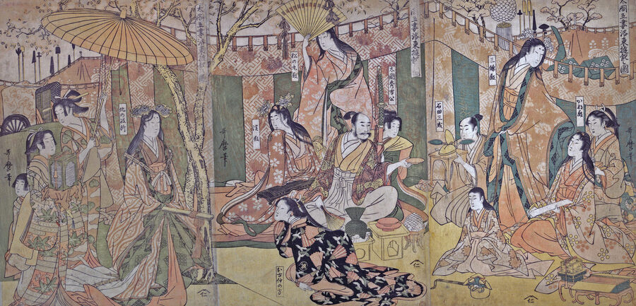 Utamaro print of Hideyoshi with servant