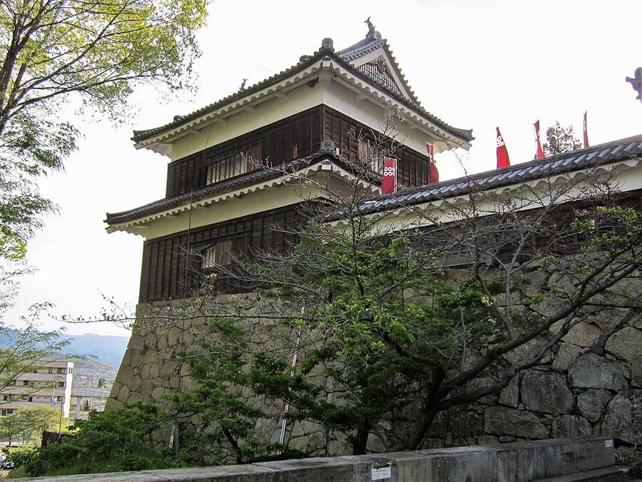 South turret of Ueda Castle seen across the dry moat in Nagano Prefecture, Sanada family fortress site