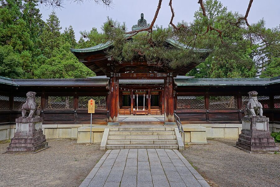 Karamon curved gable gate at Uesugi Shrine Yonezawa