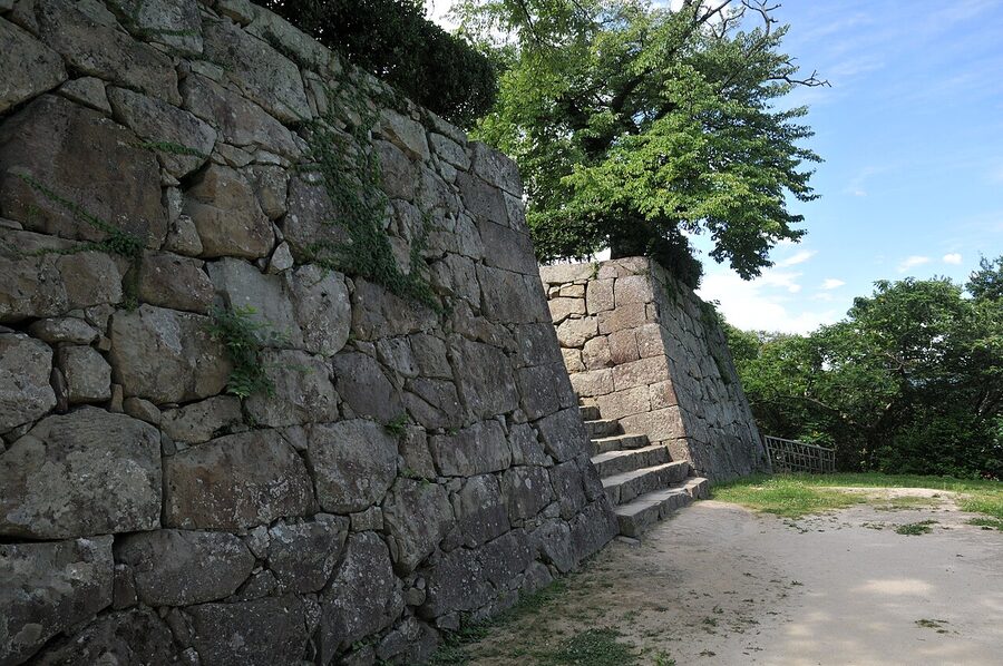 Ishigaki of the Ichinomon first gate approach at Uwajima Castle