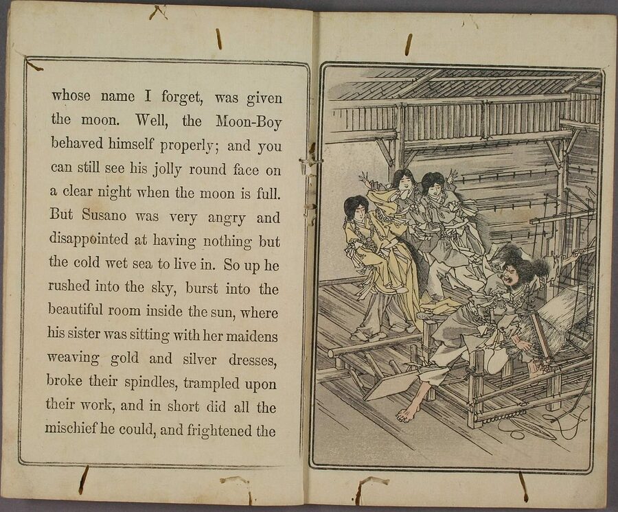 Meiji-era fairy tale book illustration of Yamata no Orochi