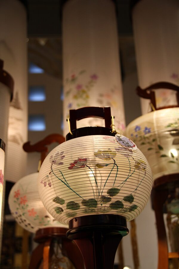 A traditional Japanese chochin paper lantern made in Yame, Fukuoka prefecture