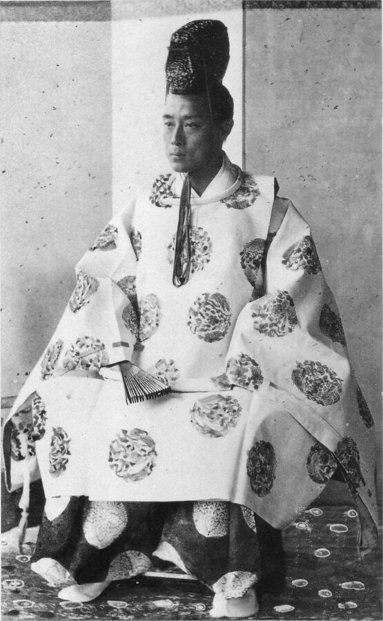 1867 photograph of Tokugawa Yoshinobu in Osaka by Frederick Sutton, showing the last shogun in formal attire